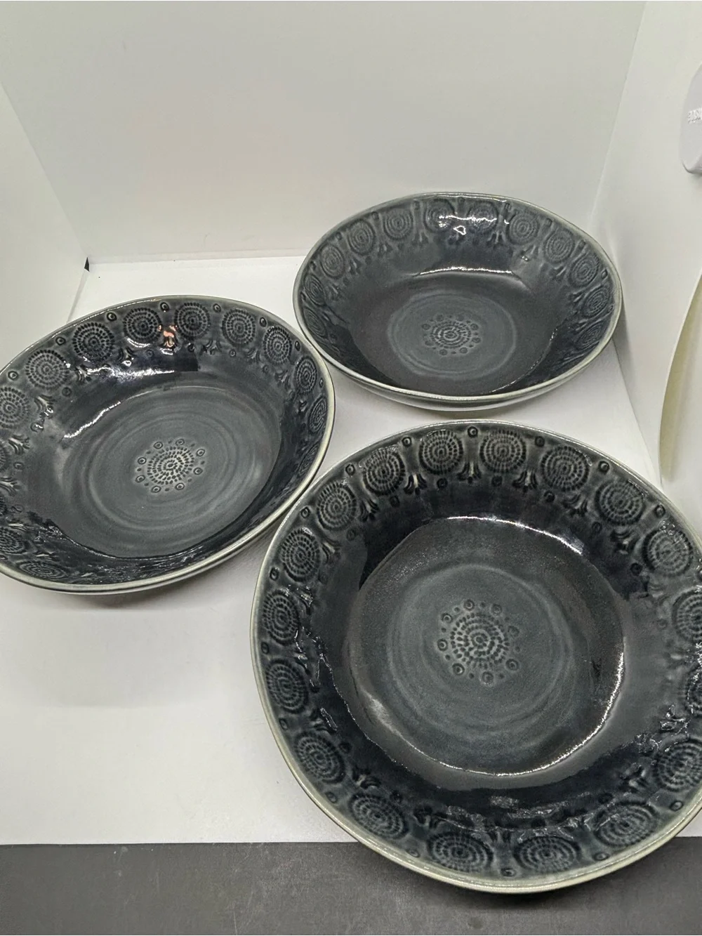 Anthropologie Old HavanaGlazed Stoneware Pasta/Soup Bowl - Slate Gray (Set of 4)